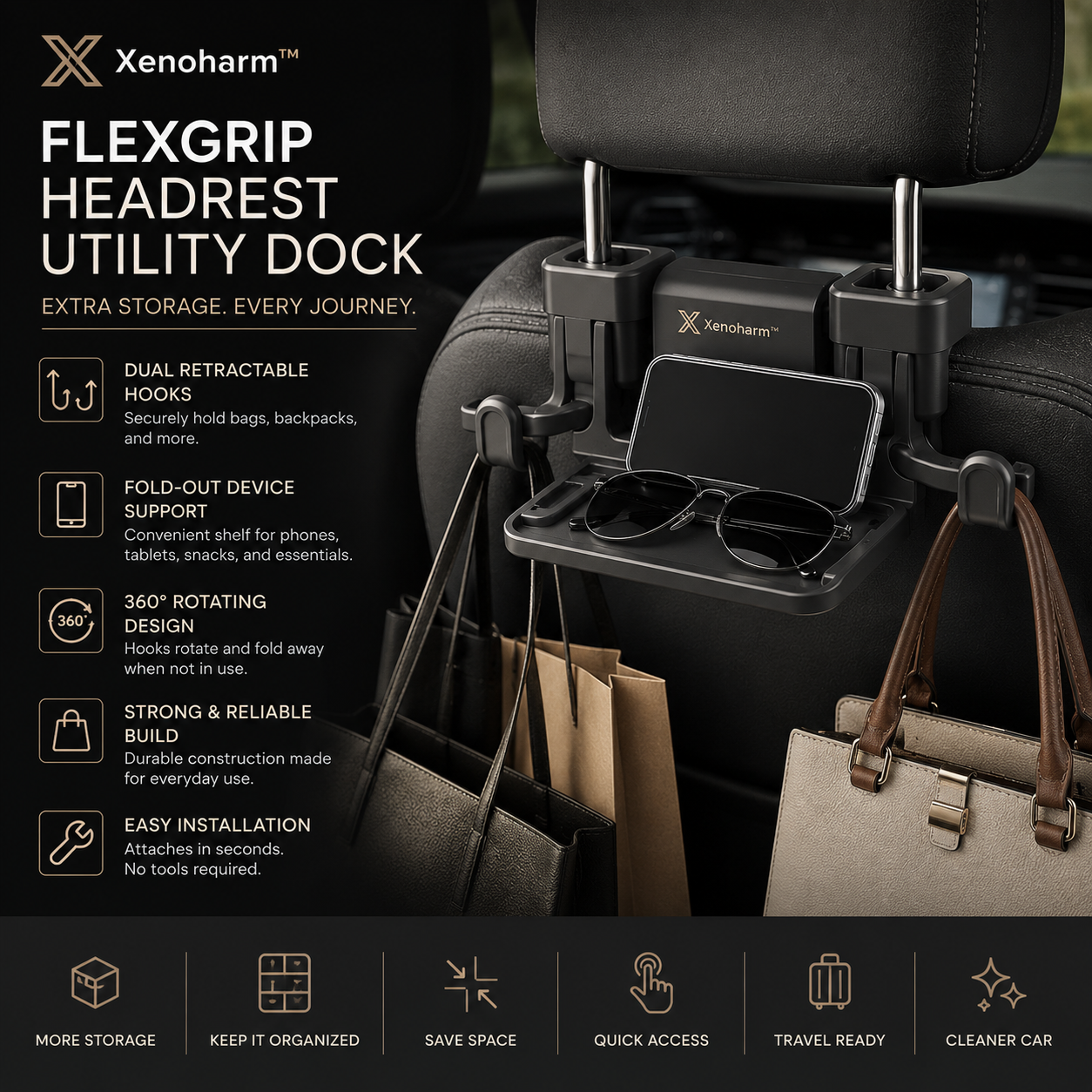 Xenoharm™ FlexGrip Headrest Utility Dock